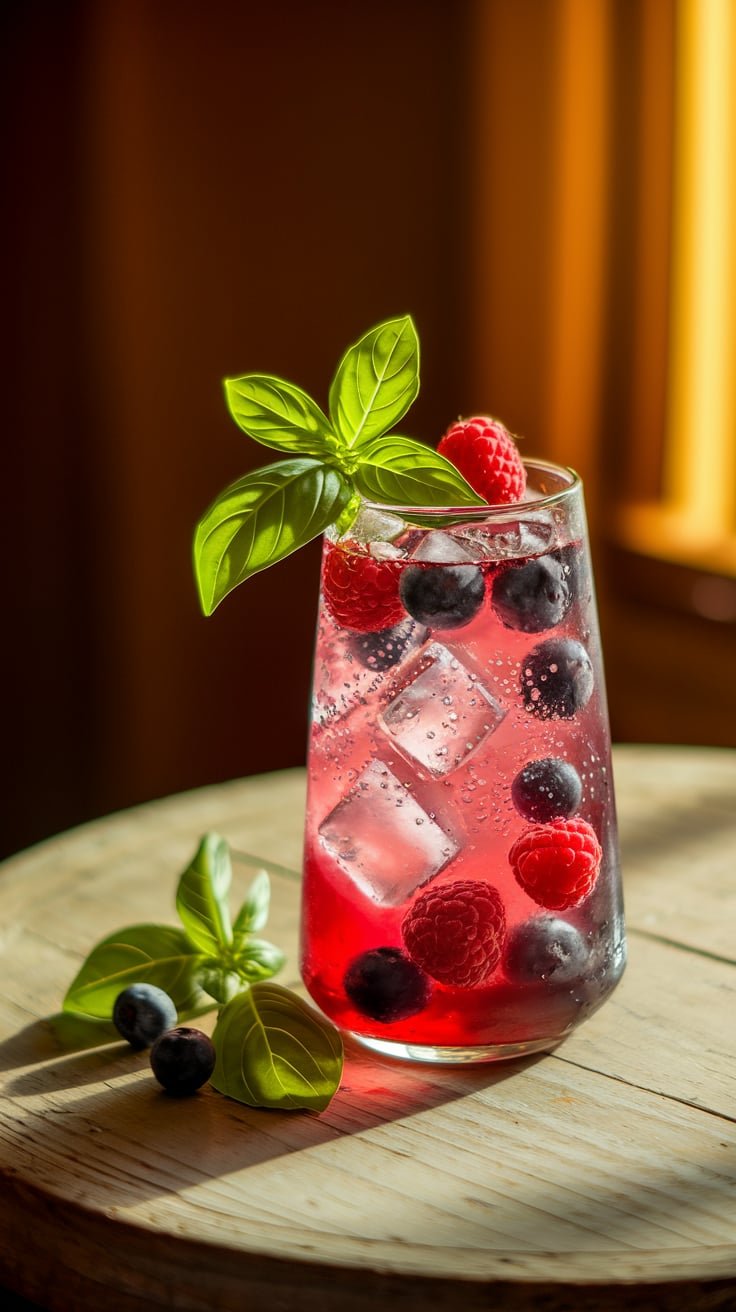 Berry Basil Sparkler Mocktail