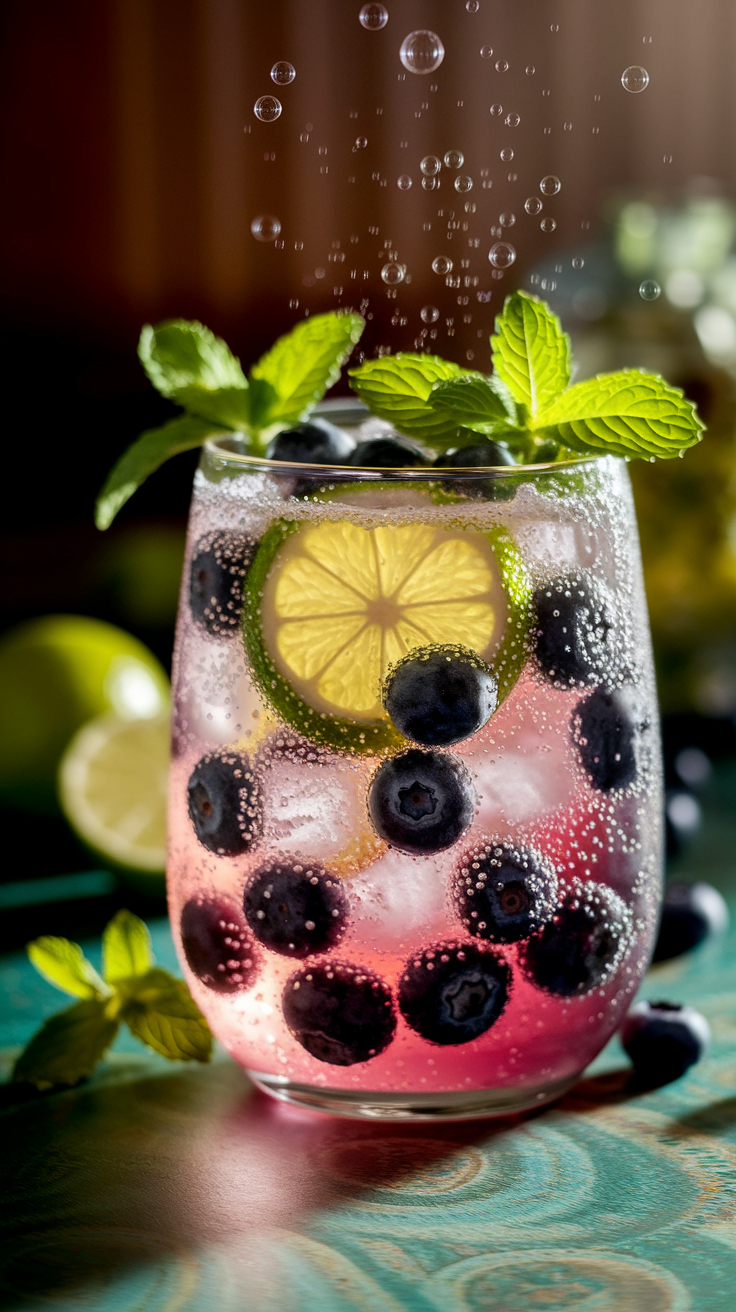 Blueberry Lime Sparkler Mocktail