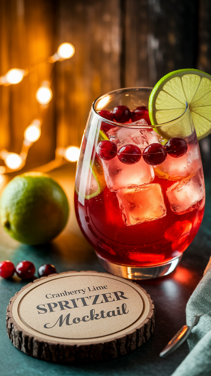 Cranberry Lime Spritzer Mocktail