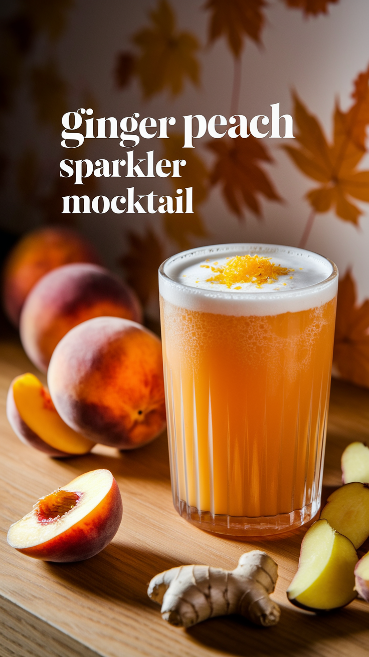 Ginger Peach Sparkler Mocktail