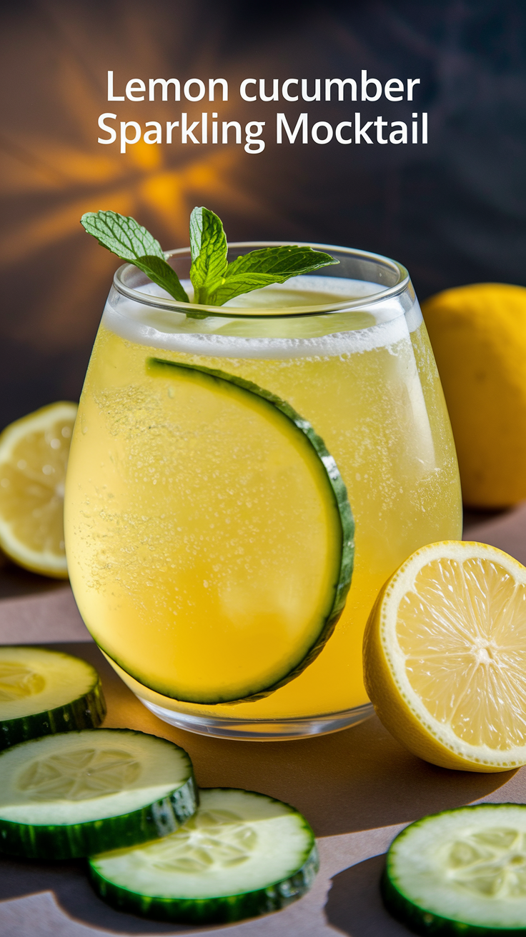Lemon Cucumber Sparkling Mocktail