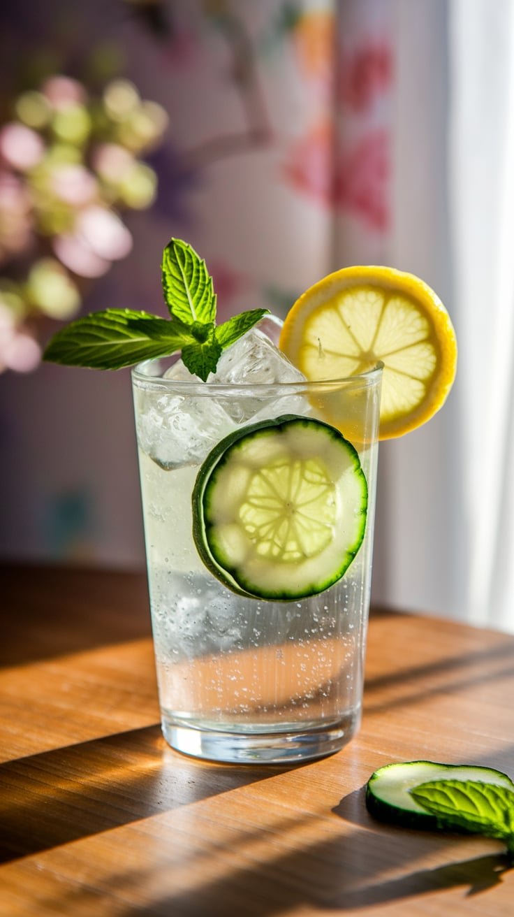 Lemon Cucumber Sparkling Mocktail