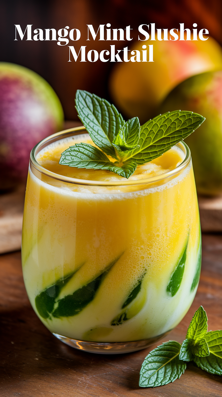 Mango Mint Slushie Mocktail