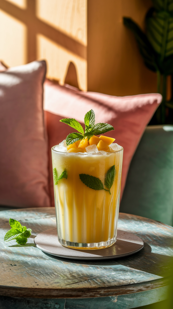 Mango Mint Slushie Mocktail