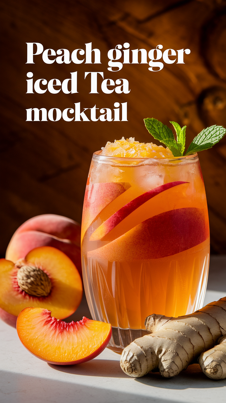 Peach Ginger Iced Tea Mocktail