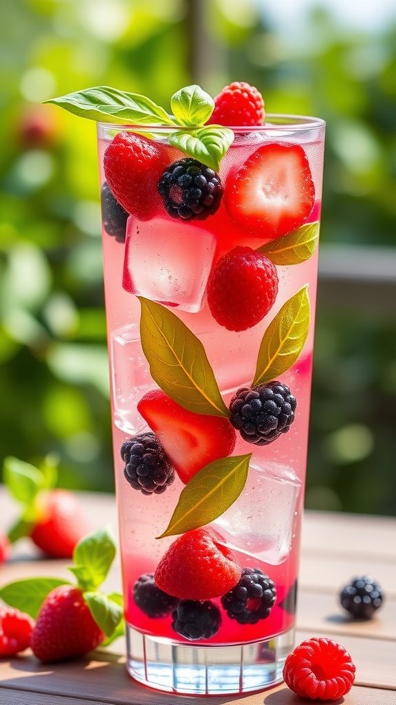 Refreshing Berry Basil Sparkler Mocktail