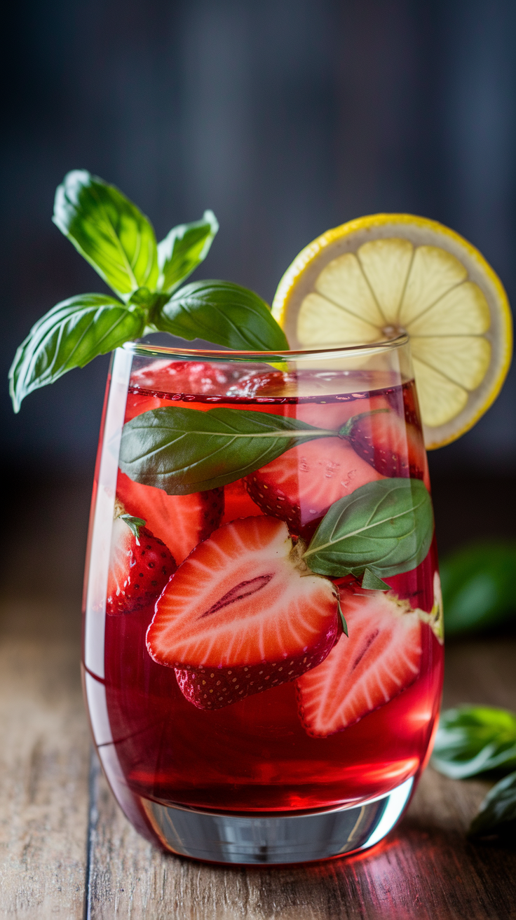 Strawberry Basil Lemonade Mocktail 