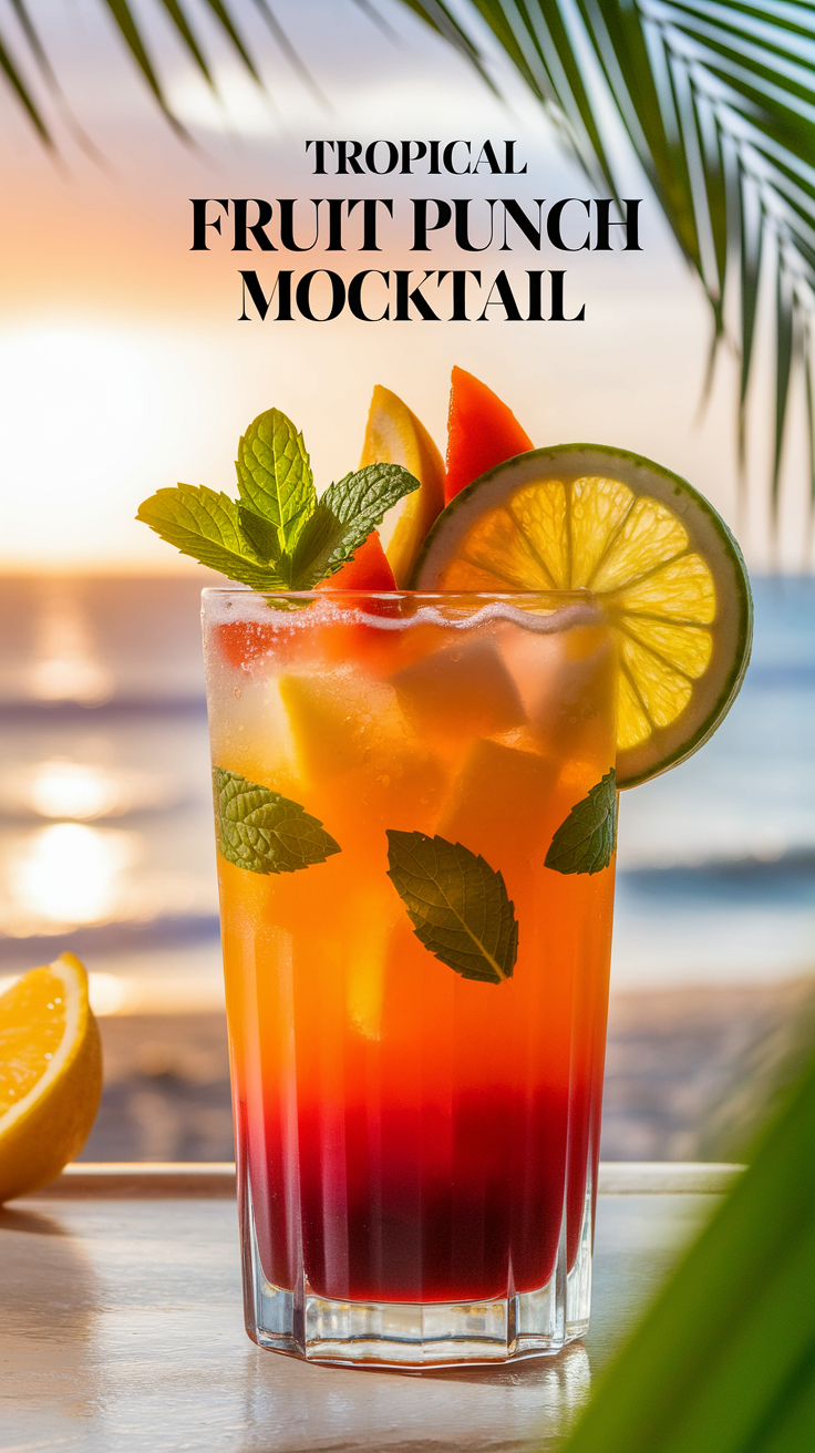 Tropical Fruit Punch Mocktail 