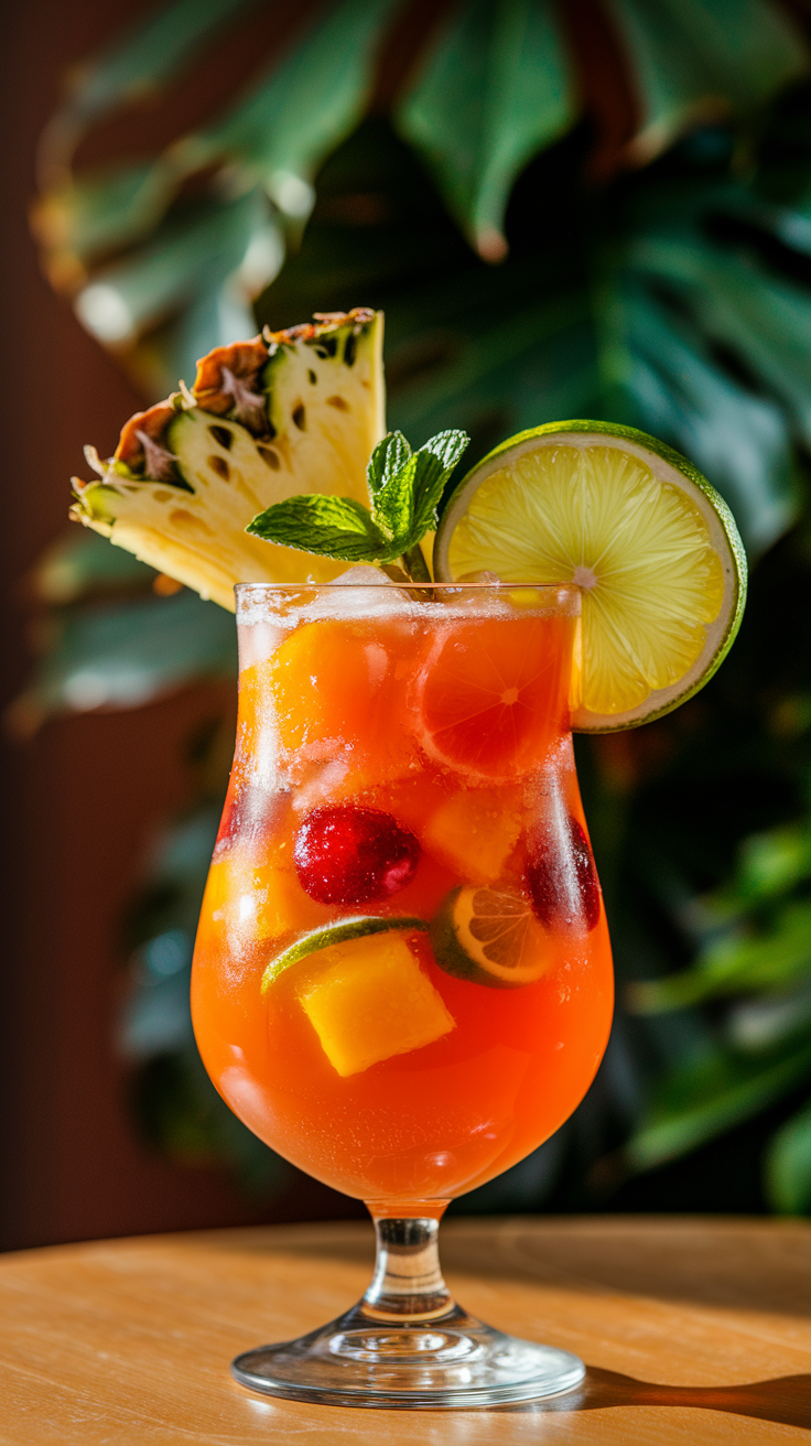 Tropical Fruit Punch Mocktail 