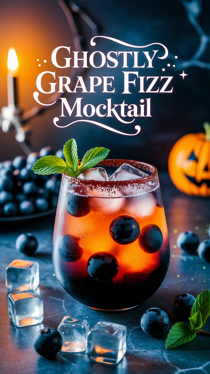 Ghostly Grape Fizz Mocktail 