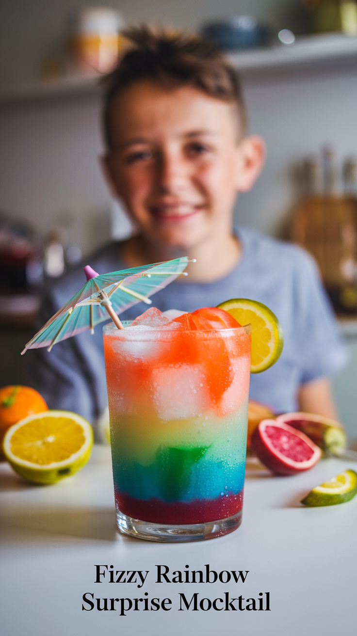Fizzy Rainbow Surprise Mocktail
