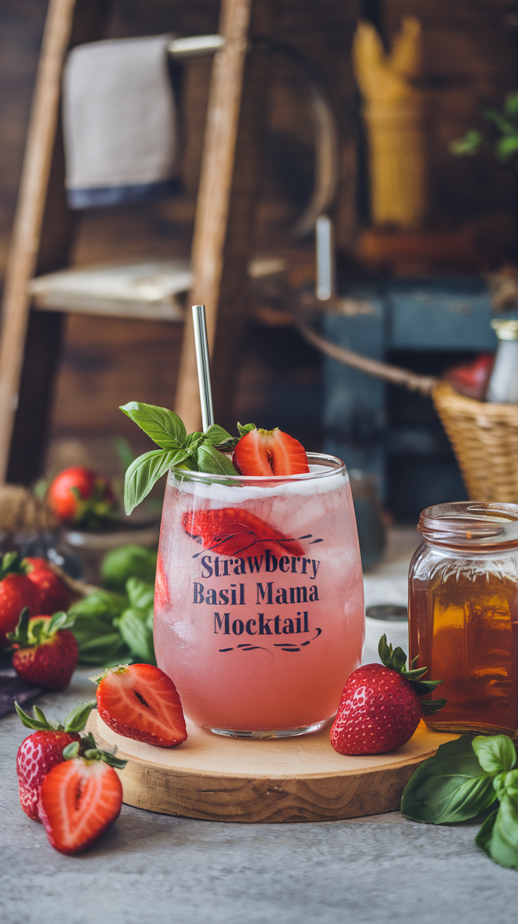 Strawberry Basil Mama Mocktail