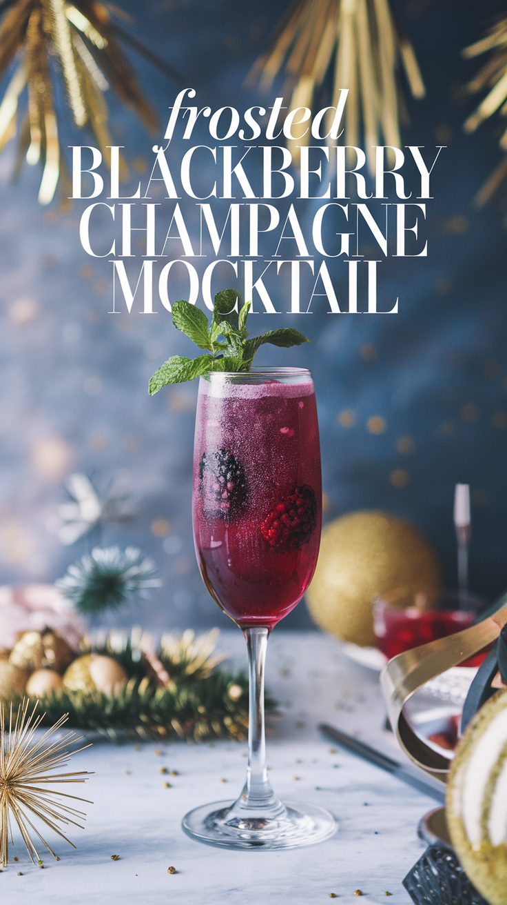 Frosted Blackberry Champagne Mocktail