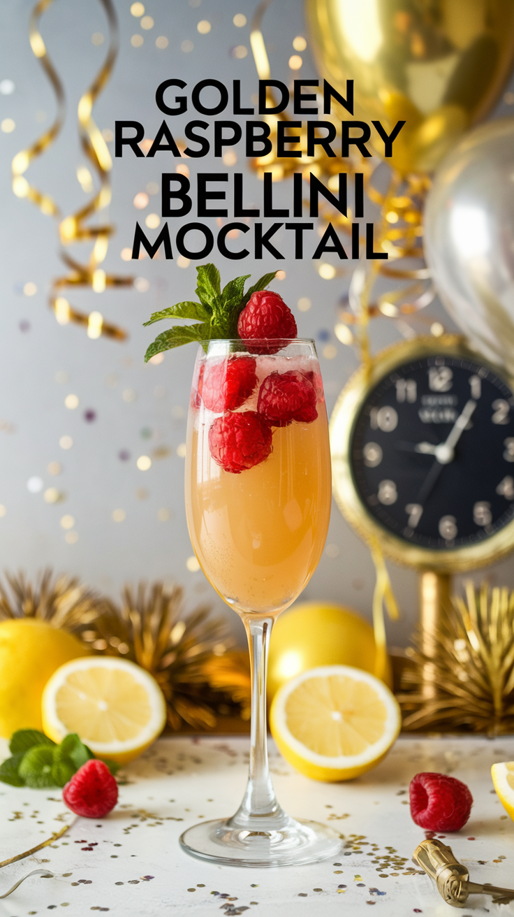 Golden Raspberry Bellini Mocktail