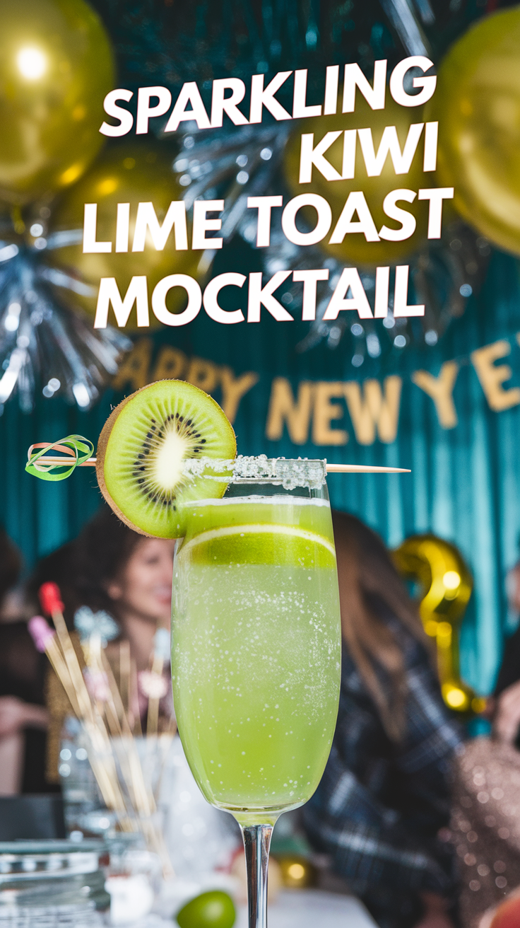 Sparkling Kiwi Lime Toast Mocktail