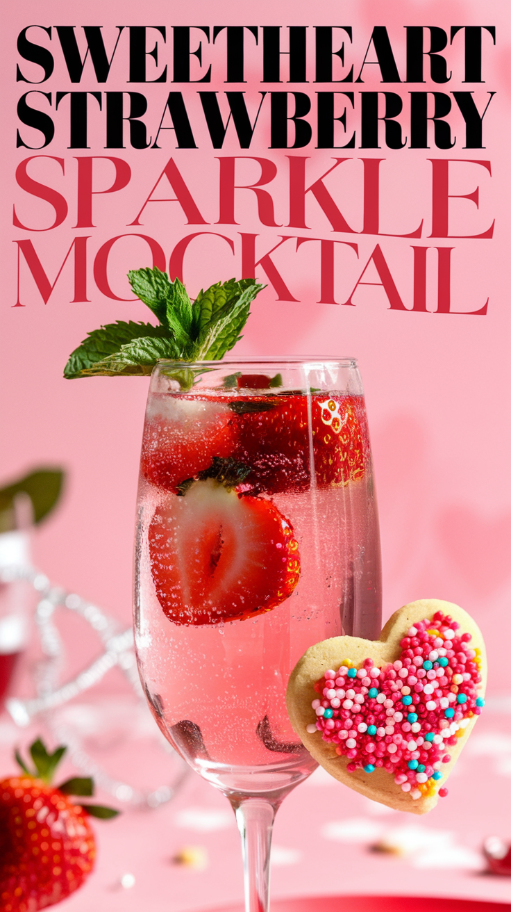 Sweetheart Strawberry Sparkle Mocktail 