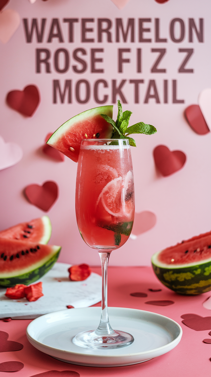 Watermelon Rose Fizz Mocktail