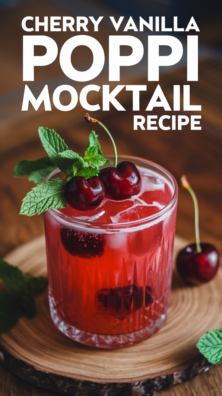 Cherry Vanilla Poppi Mocktail Recipe