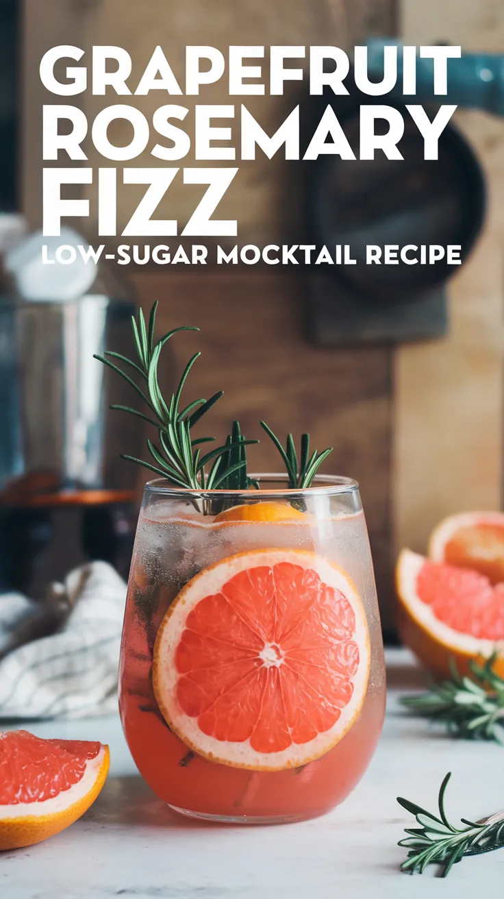 Grapefruit Rosemary Fizz Low-Sugar Mocktail Recipe