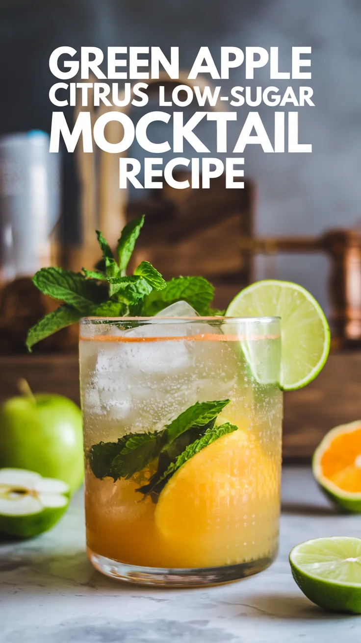 Green Apple Citrus Low-Sugar Mocktail Recipe