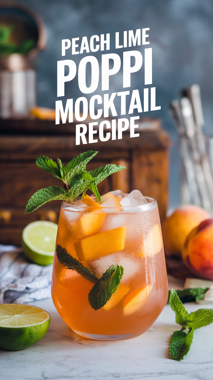 Peach Lime Poppi Mocktail Recipe