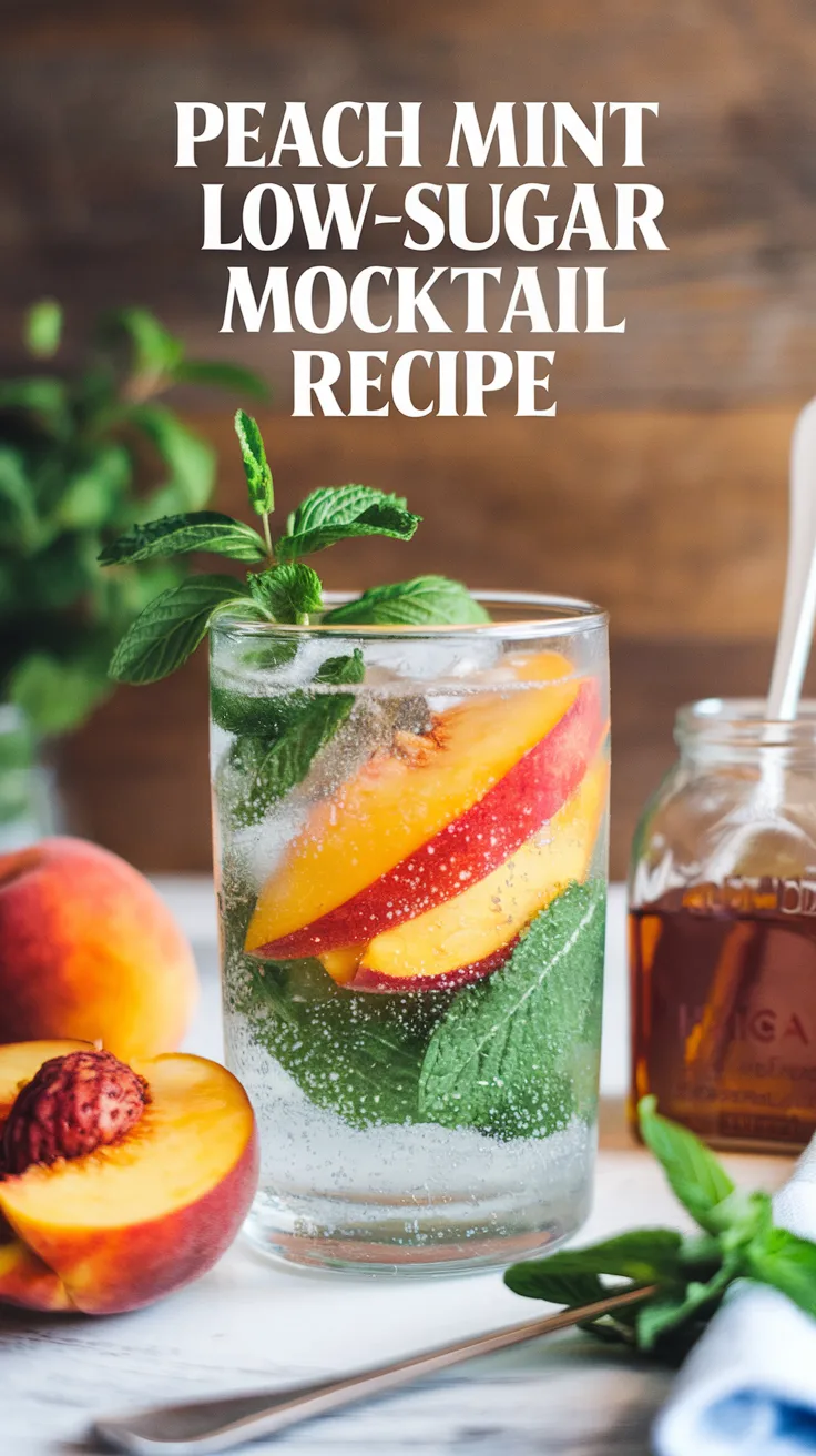 Peach Mint Low-Sugar Mocktail Recipe