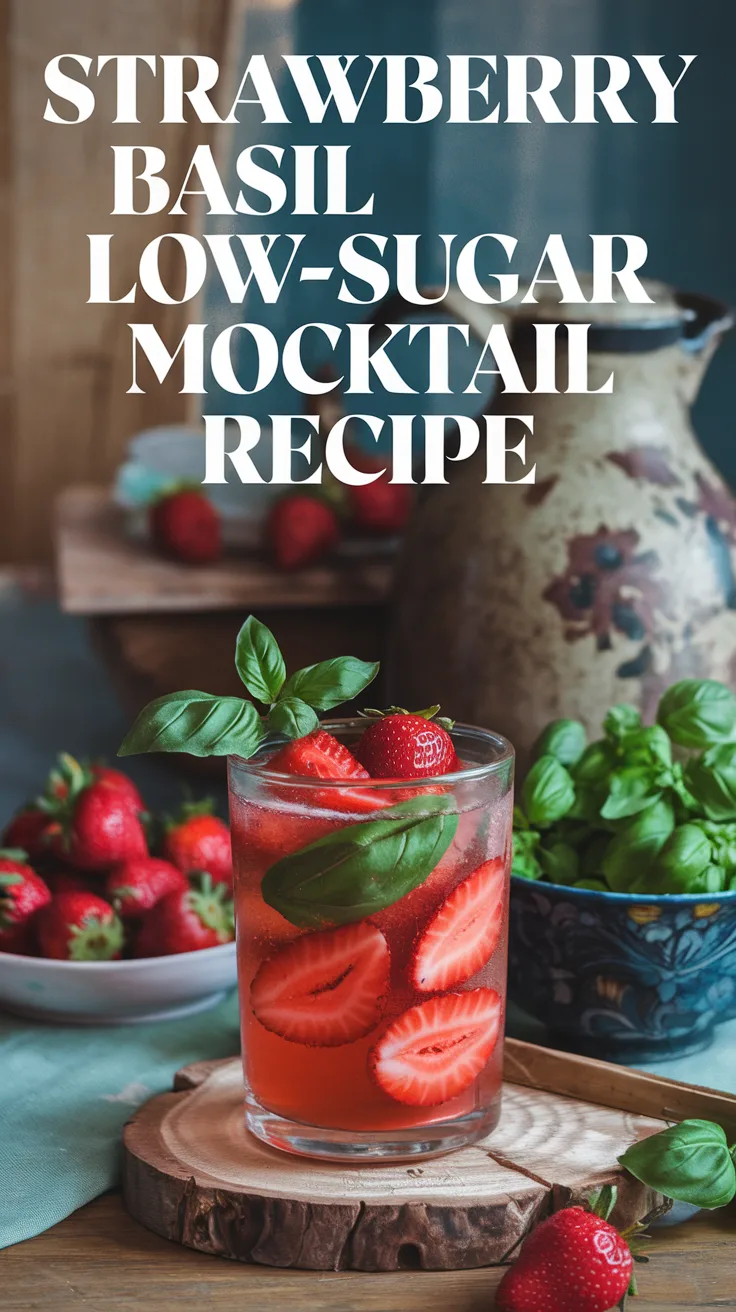 Strawberry Basil Low-Sugar Mocktail Recipe