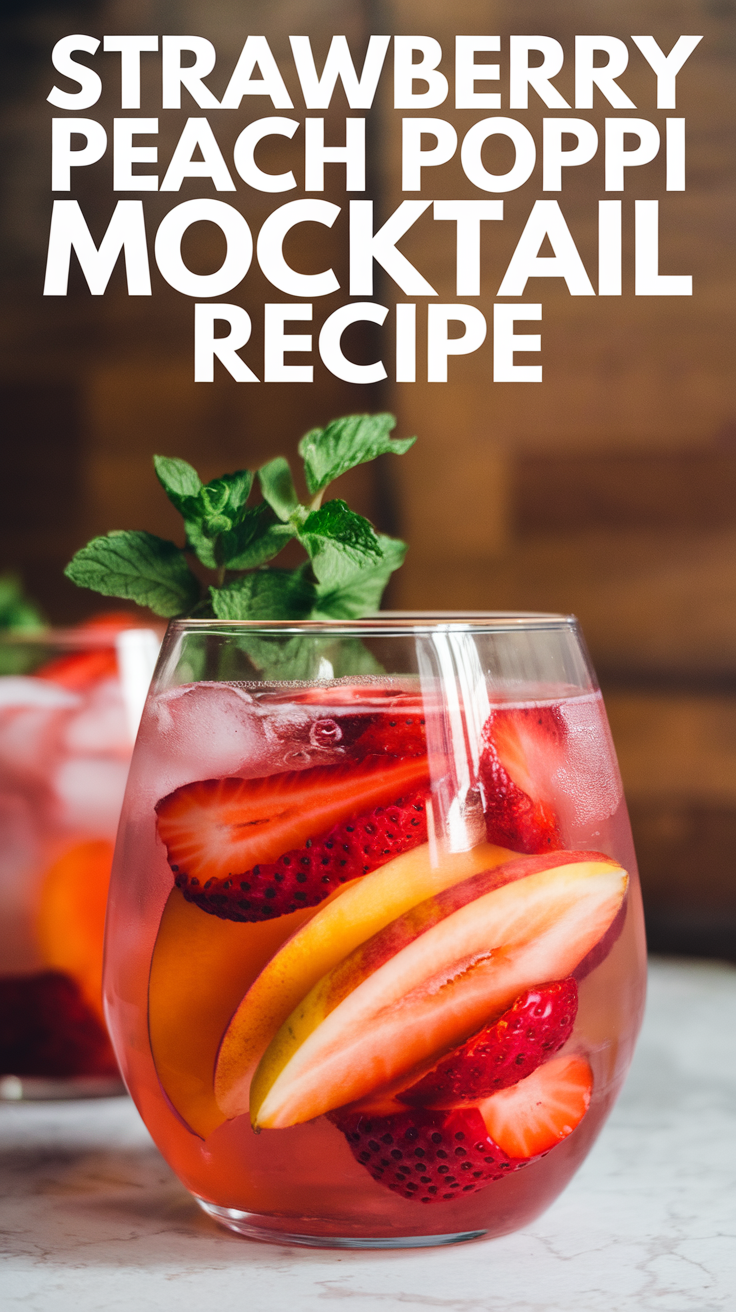 Strawberry Peach Poppi Mocktail Recipe