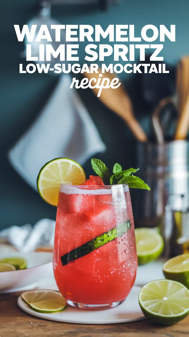 Watermelon Lime Spritz Low-Sugar Mocktail Recipe