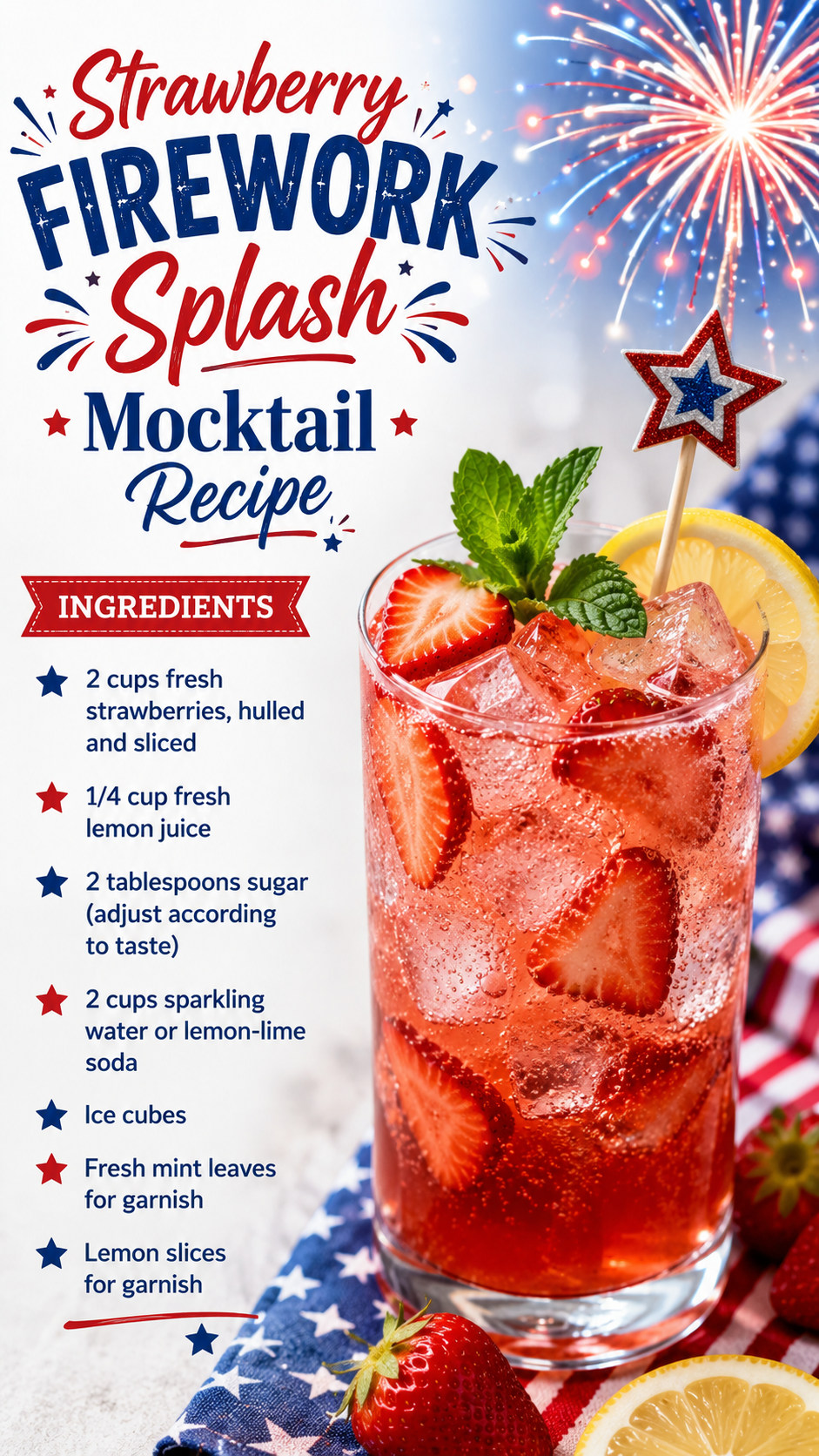 Strawberry Firework Splash Mocktail