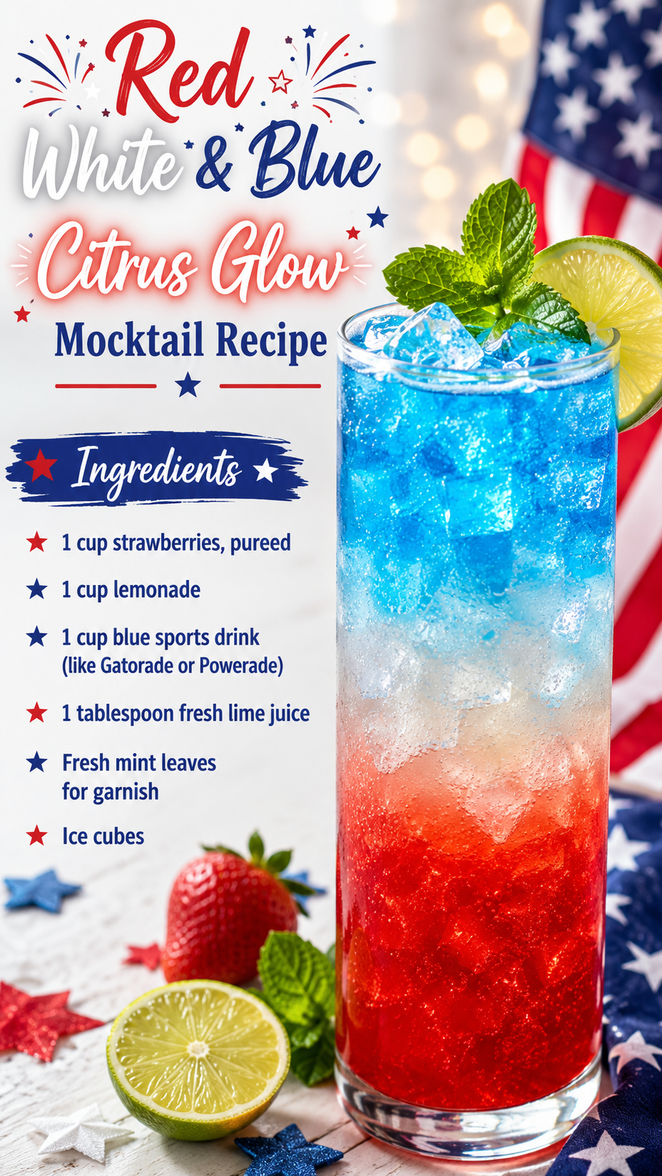 Red White & Blue Citrus Glow Mocktail
