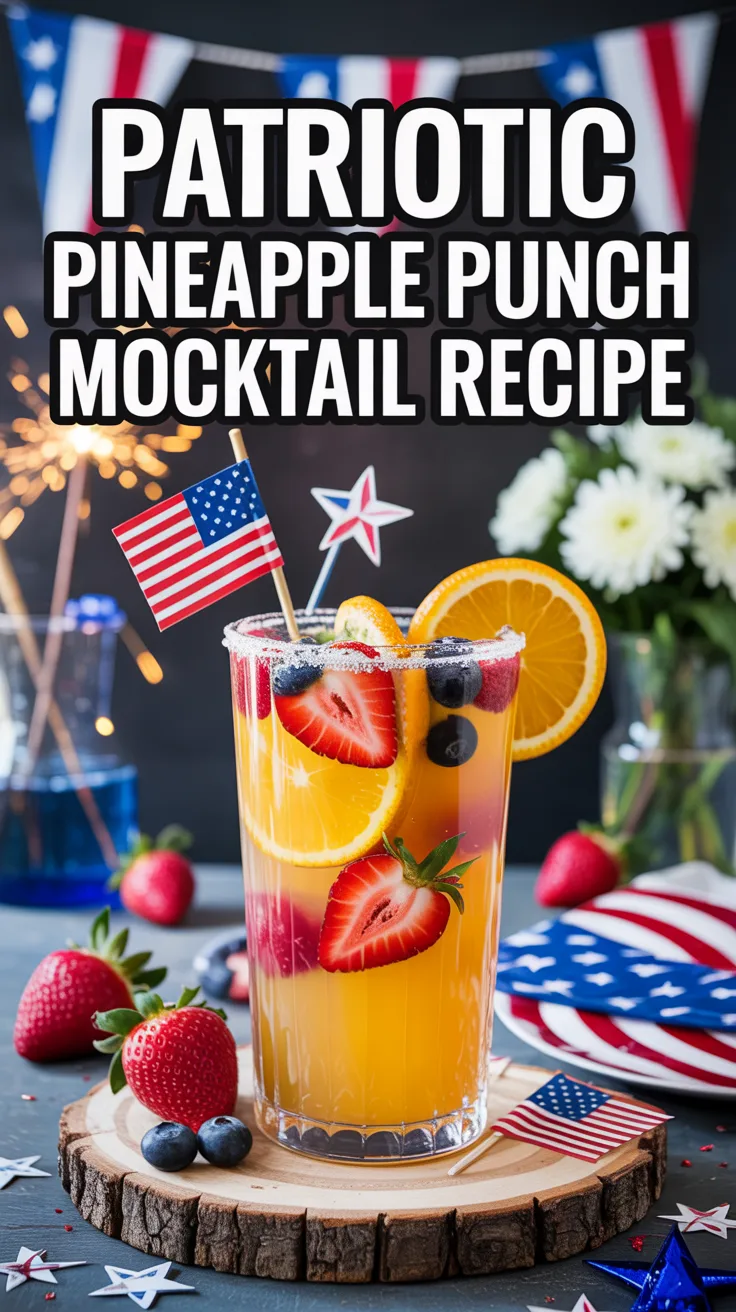 Patriotic Pineapple Punch Mocktail