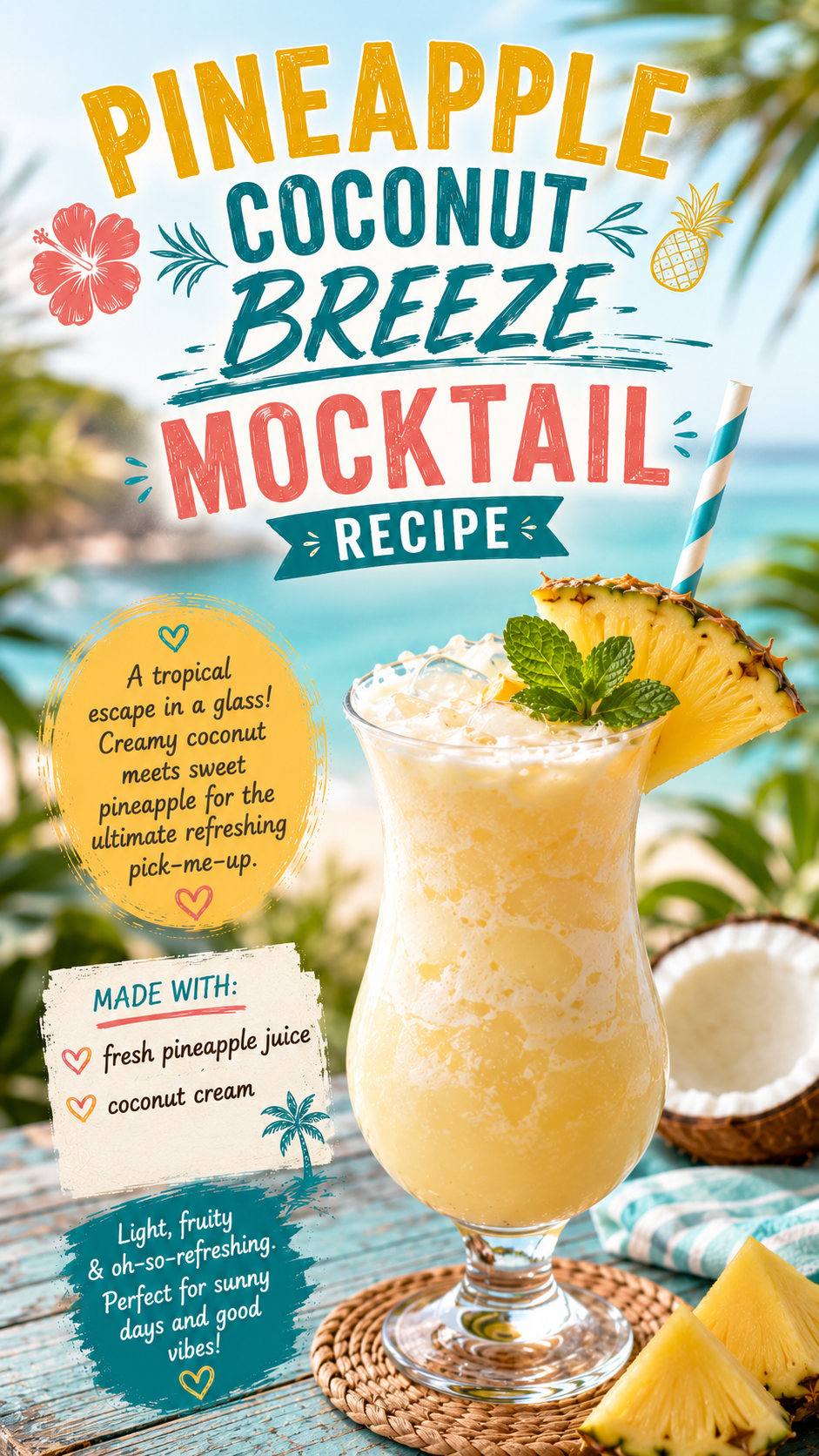 Pineapple Coconut Breeze Mocktail