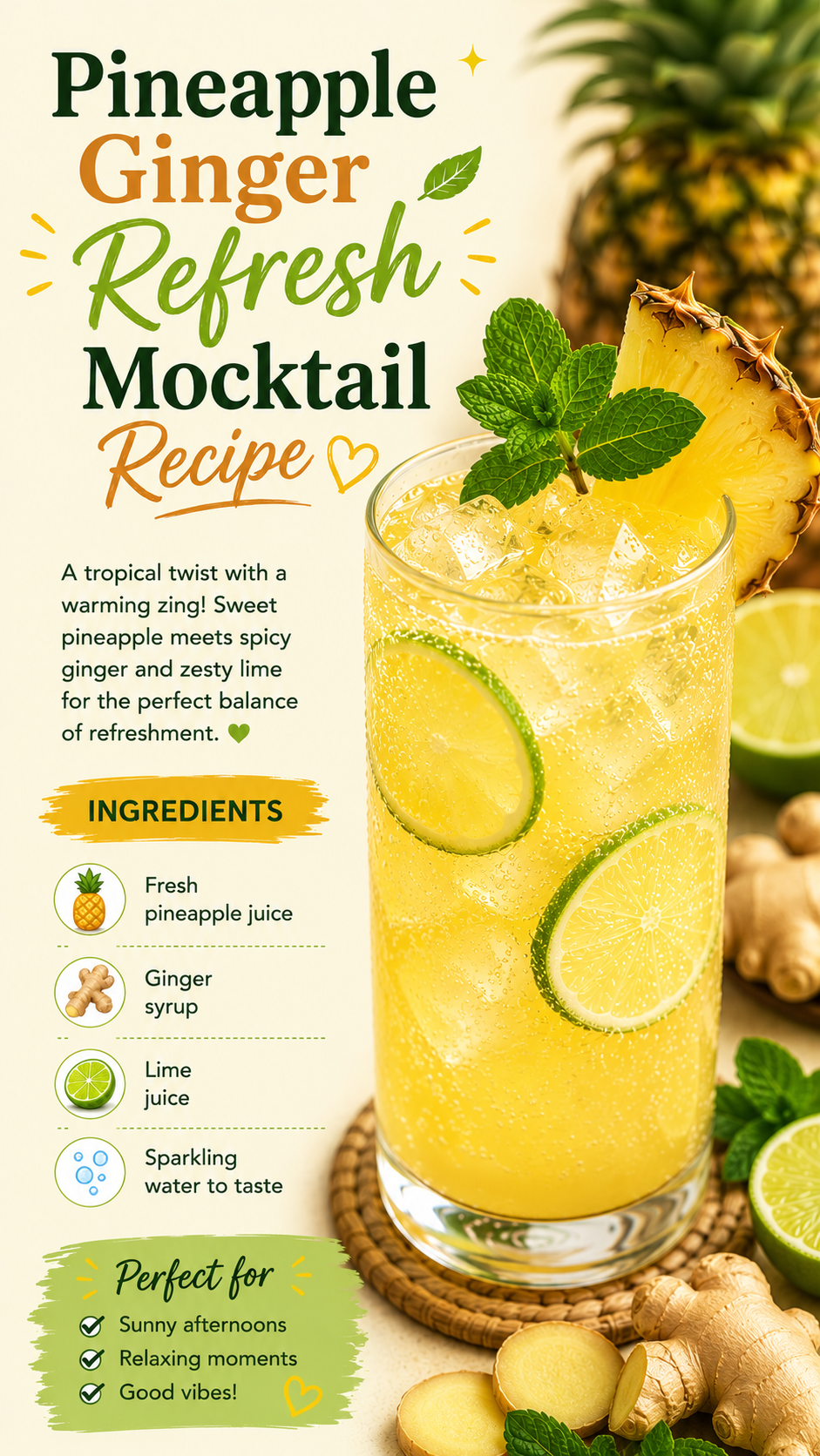 Pineapple Ginger Refresh Mocktail