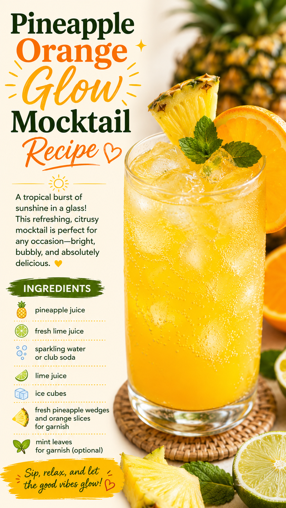 Pineapple Orange Glow Mocktail 