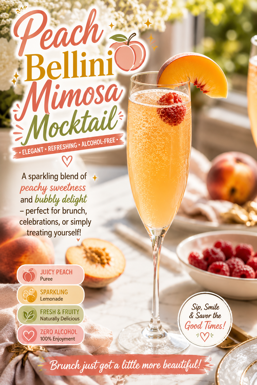 Peach Bellini Mimosa Mocktail
