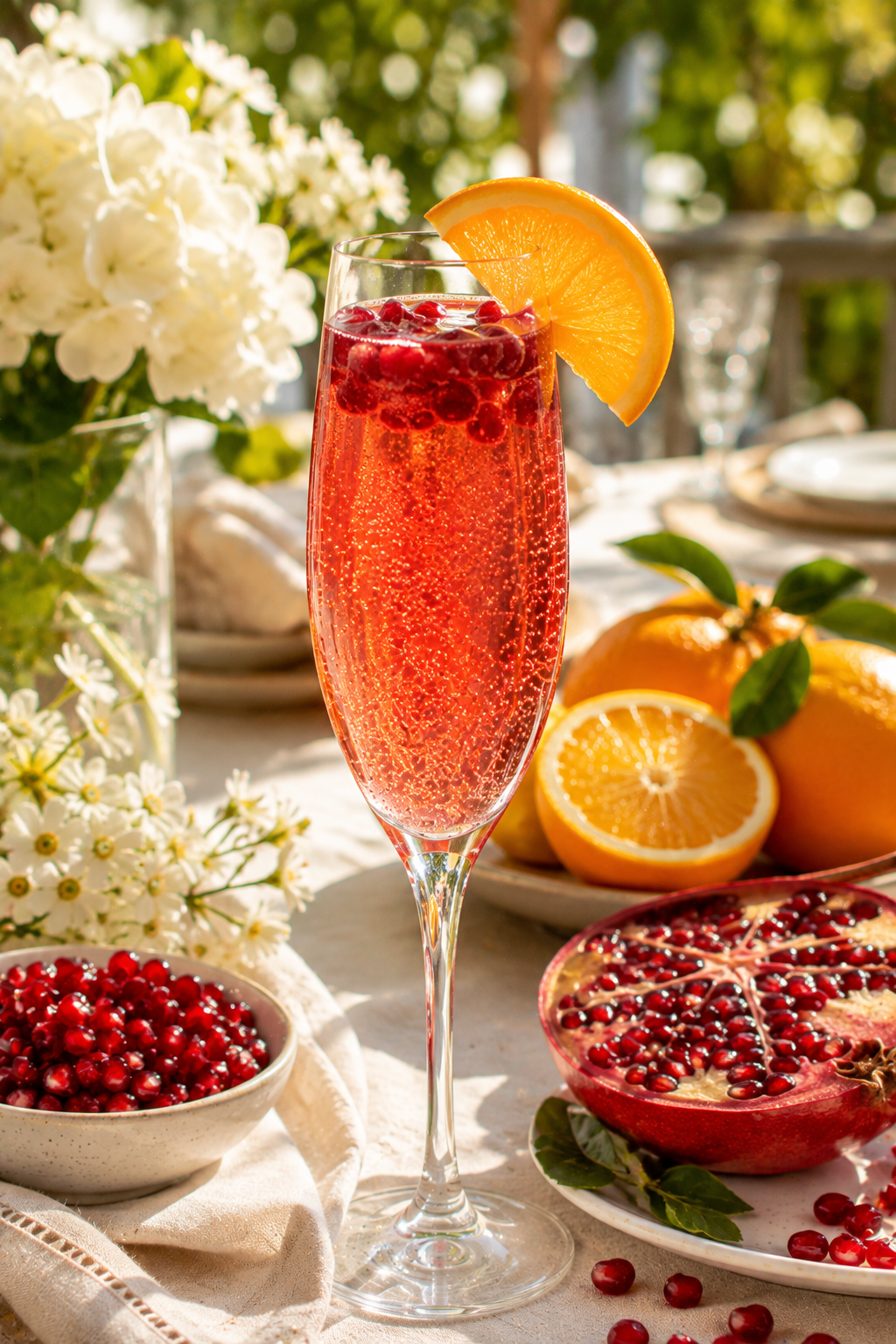 Pomegranate Orange Mimosa Mocktail