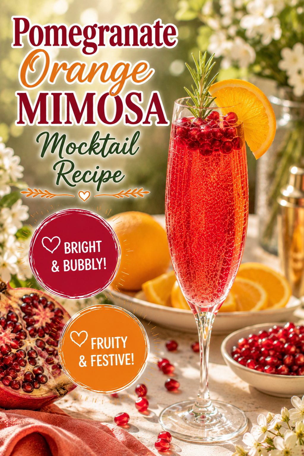 Pomegranate Orange Mimosa Mocktail