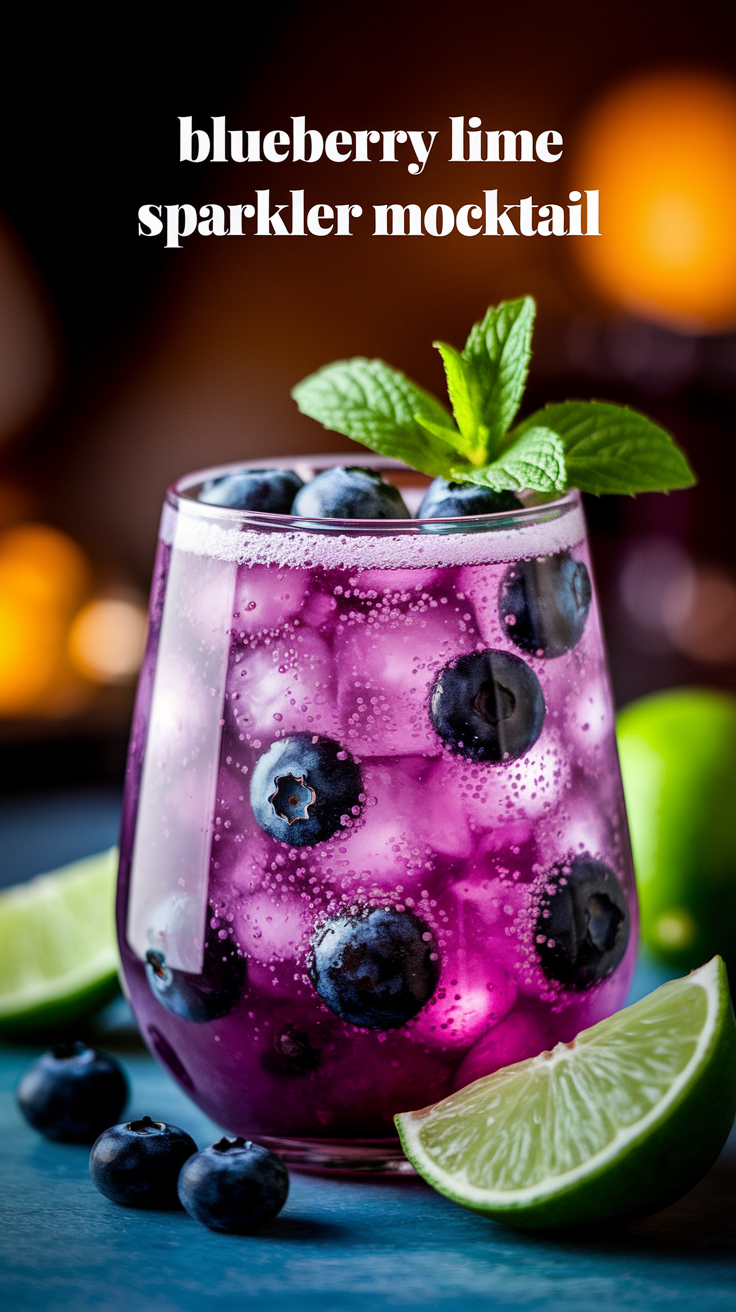 Blueberry Lime Sparkler Mocktail