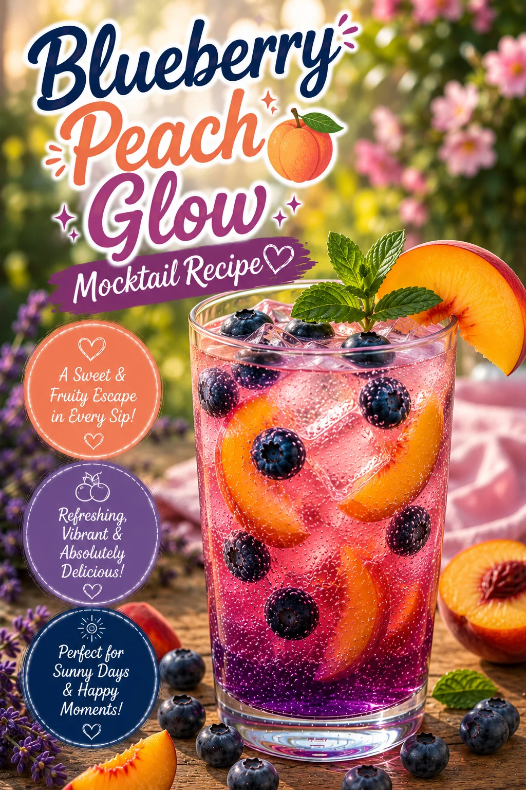 Blueberry Peach Glow Mocktail