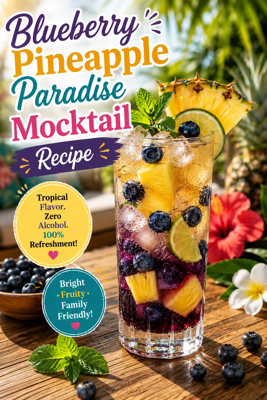 Blueberry Pineapple Paradise Mocktail