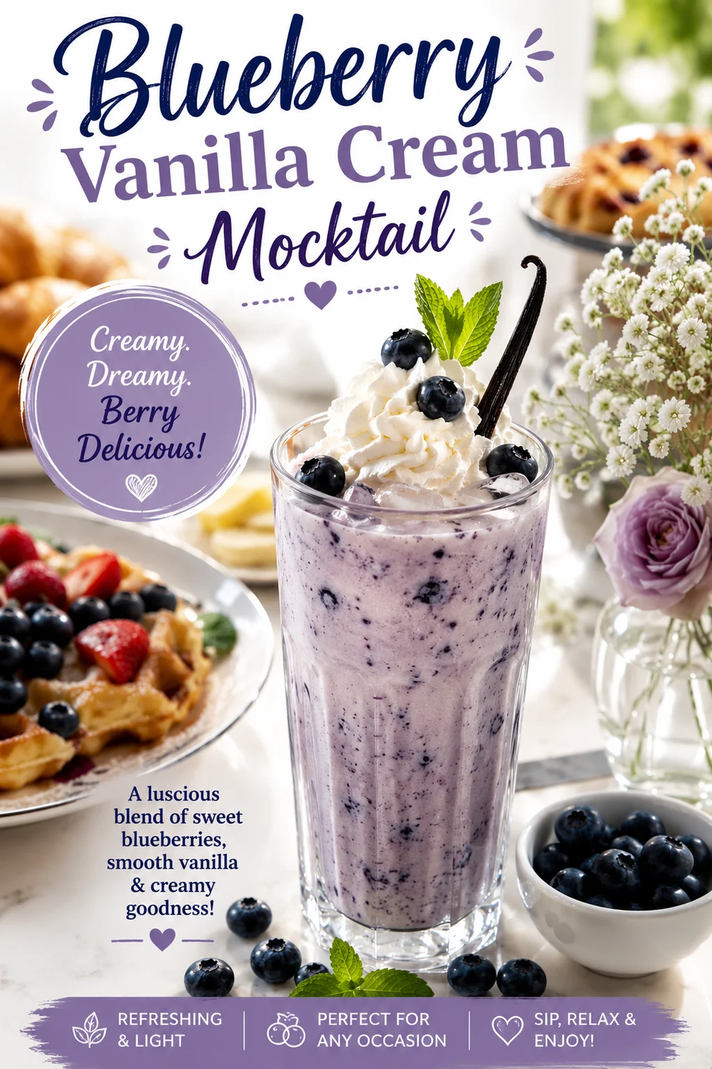 Blueberry Vanilla Cream Mocktail