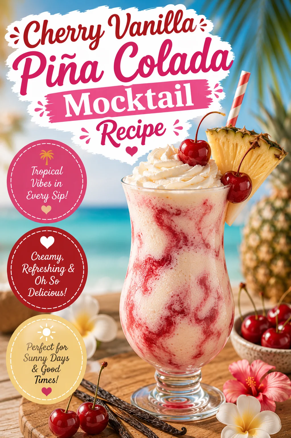 Cherry Vanilla Piña Colada Mocktail