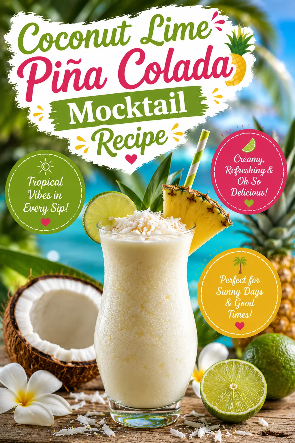 Coconut Lime Piña Colada Mocktail