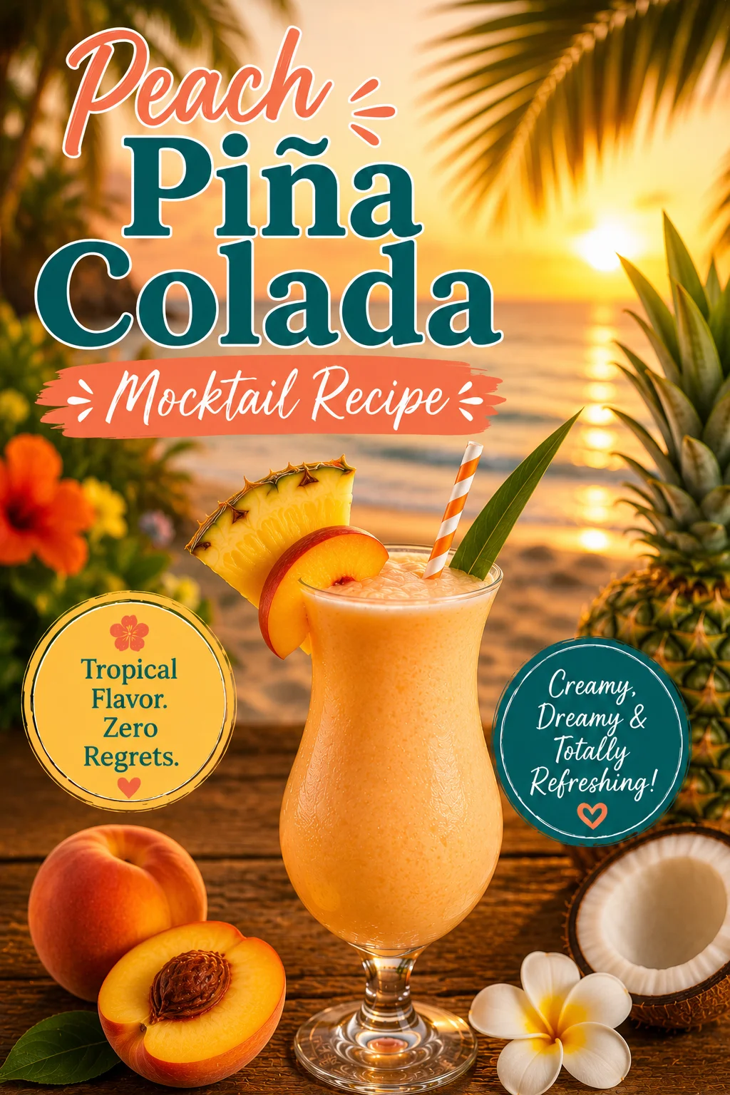 Peach Piña Colada Mocktail