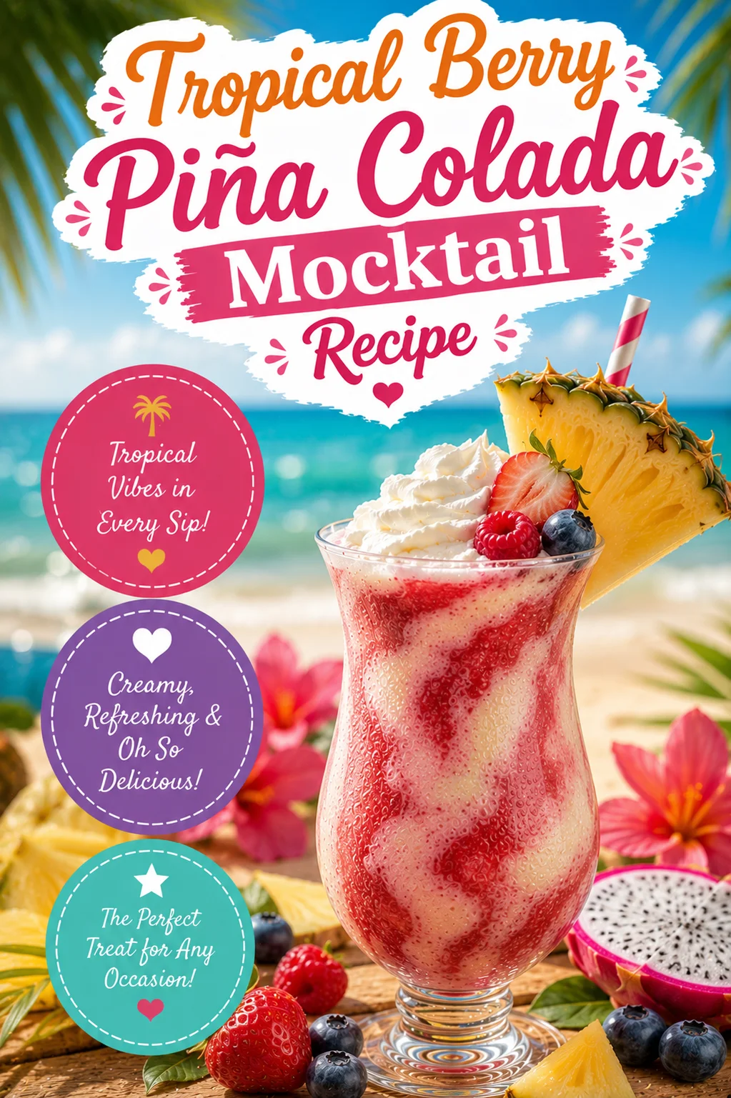 Tropical Berry Piña Colada Mocktail